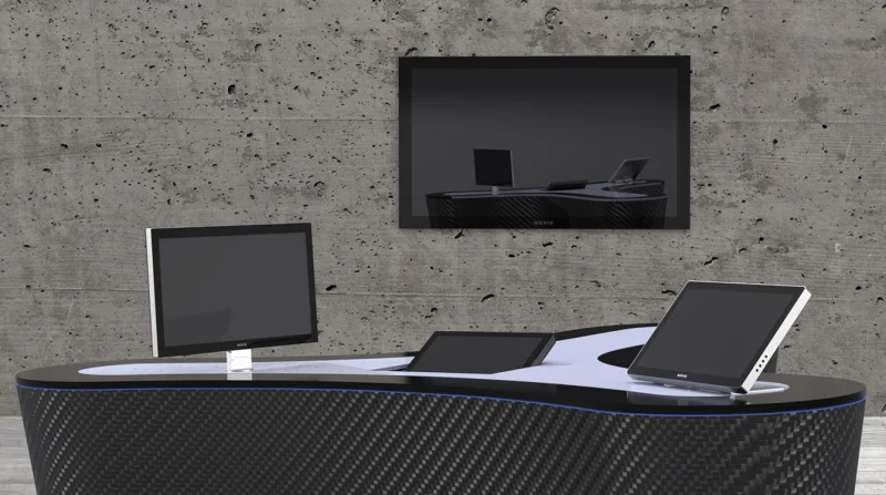 NOVIS Design Monitore. Unsere durchgehende Produktfamilie versorgt Sie mit Präsentationsmonitore, Auftisch Bildschirme, aufklappbare Einbaumonitore und mobile Standgeräte.