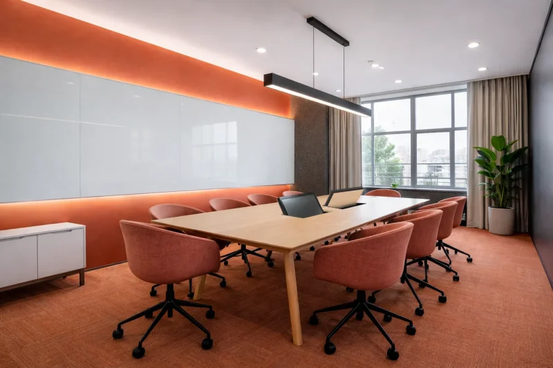 Unser LOFT fold versenkbarer Monitor in einerm Besprechungsraum als Mitschau Lösung